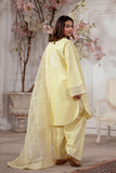 Lemon Yellow 3-Piece Lawn Dress with Organza Dupatta