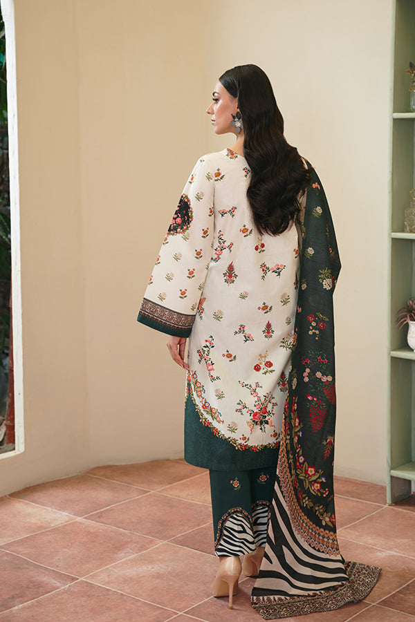 Bahar 3-Piece – Ivory with Blooming Florals & Neno Kara Dupatta