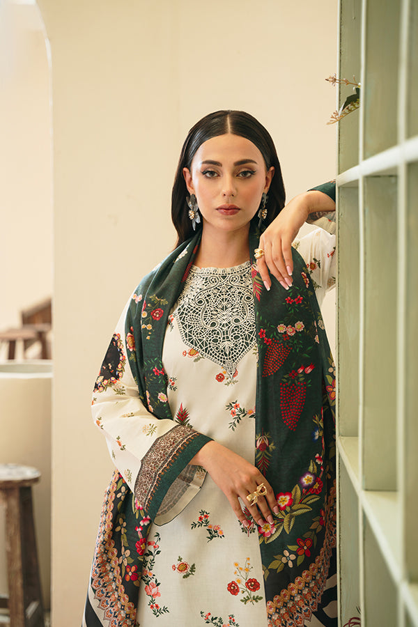 Bahar 3-Piece – Ivory with Blooming Florals & Neno Kara Dupatta