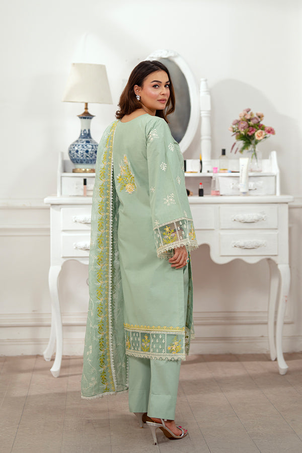 Stylish Embroidered Lawn Dress with Cotton Dupatta