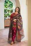 Maahi – Cherry Pink 3-Piece with Flowy Sleeves, Dupatta & Trousers