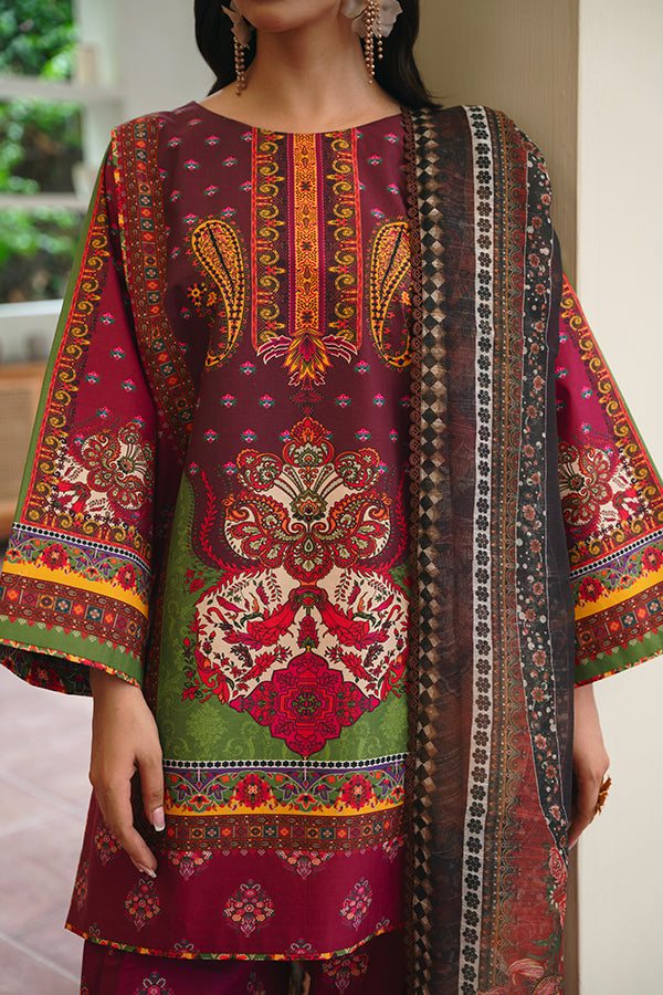 Maahi – Cherry Pink 3-Piece with Flowy Sleeves, Dupatta & Trousers