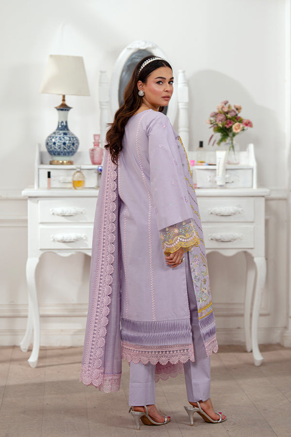 3-Piece Embroidered Lawn Dress with Cotton Net dupatta