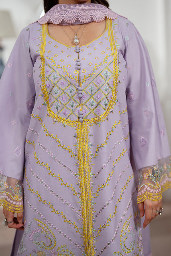 3-Piece Embroidered Lawn Dress with Cotton Net dupatta