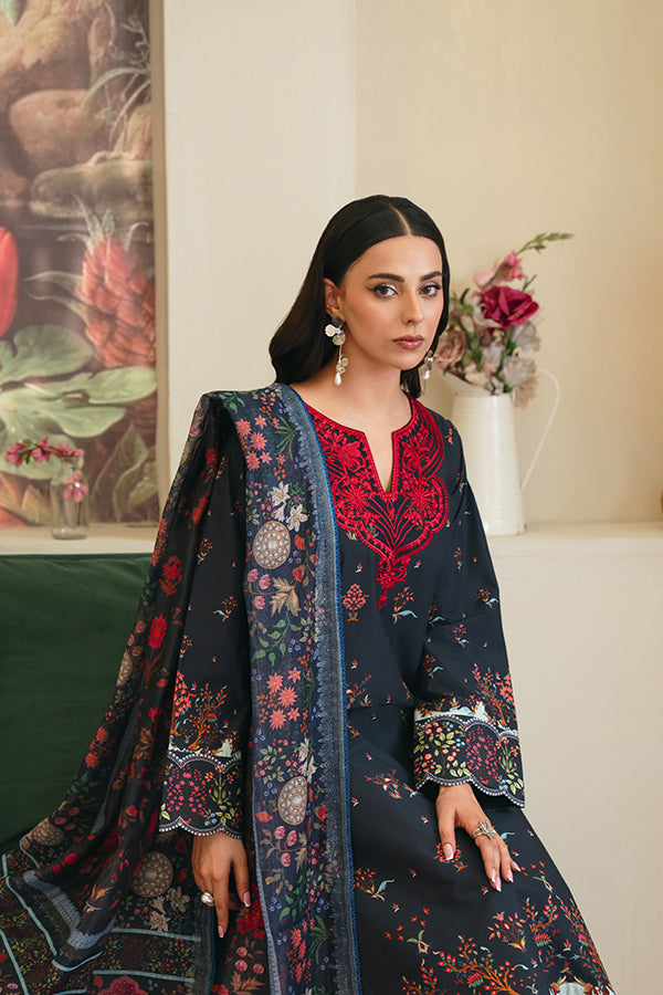 Jahan – Midnight Blue 3-Piece with Florals & Embroidered Details