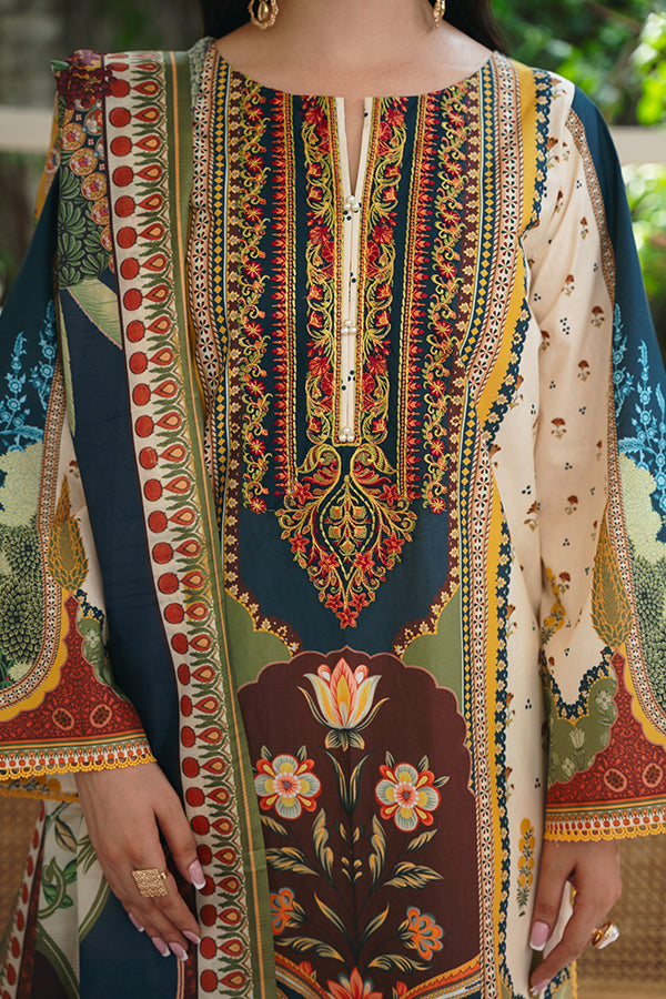 Taj 3-Piece – Skin Tone with Mughal Motifs & Attractive Dupatta