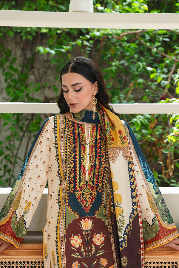 Taj 3-Piece – Skin Tone with Mughal Motifs & Attractive Dupatta