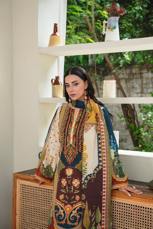 Taj 3-Piece – Skin Tone with Mughal Motifs & Attractive Dupatta