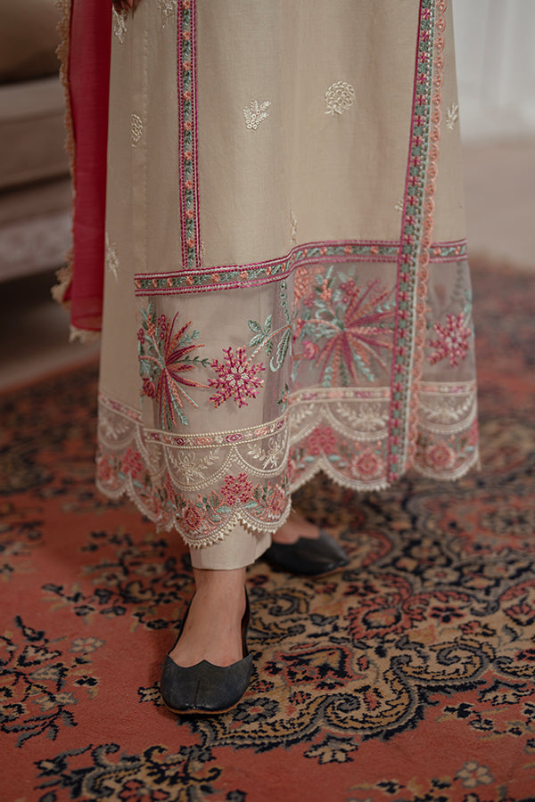 Sahiba – Skin Embroidered Angharakha Lawn Suit for Women