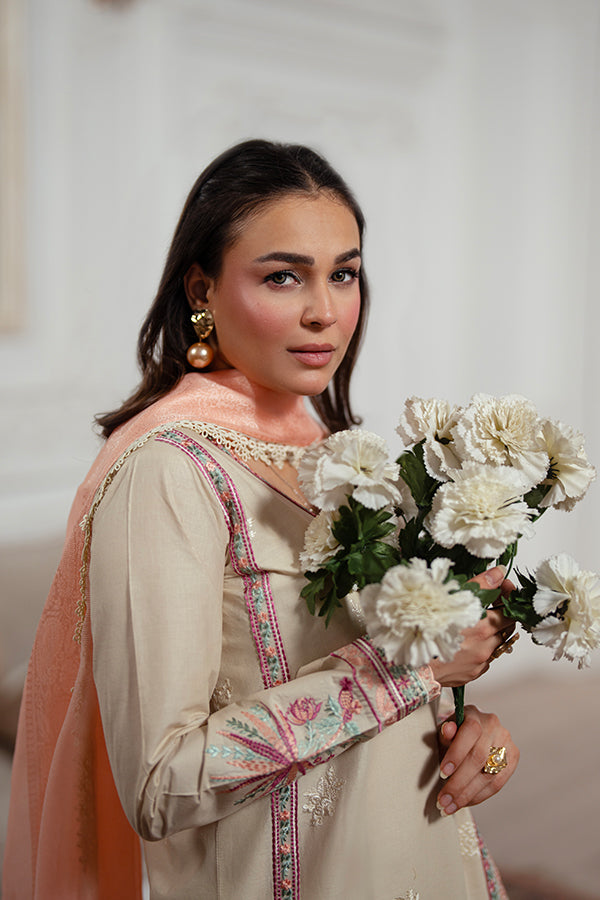 Sahiba – Skin Embroidered Angharakha Lawn Suit for Women