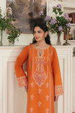 Ulfat Orange Lawn Set with Subtle Colorful Embroidery