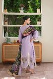 3PC Unstitched Chikan Kari Floral Suit with Silk Dupatta