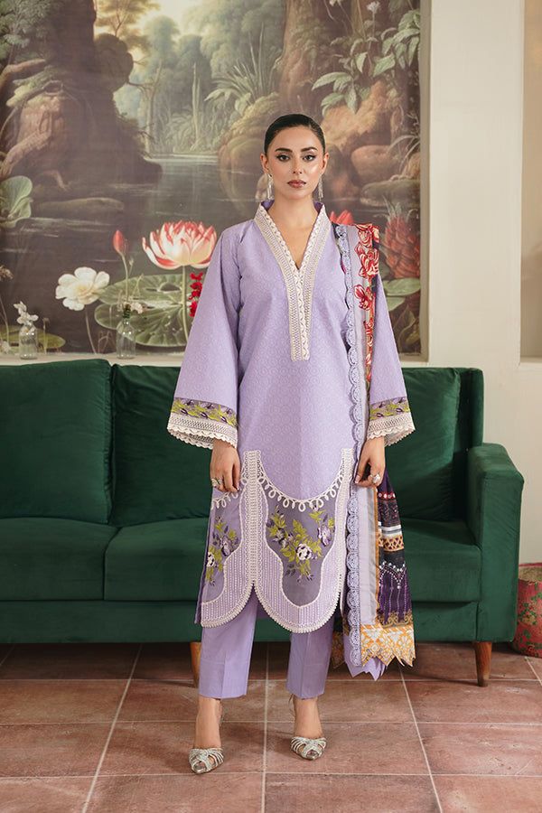 Elegant Chikankari Embroidered Shirt with Printed Dupatta