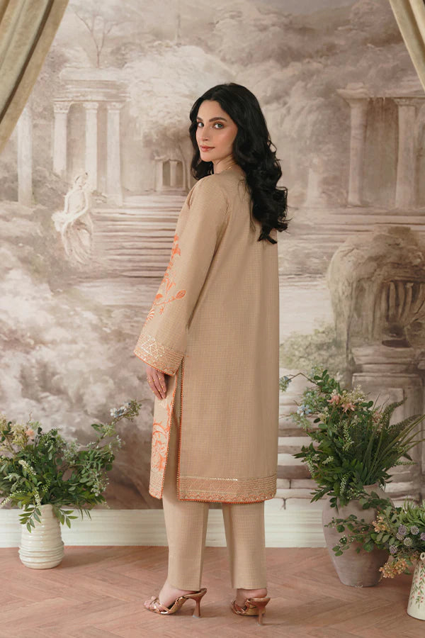 Urooj Skin Lawn Suit with Rust Suzani Embroidery Design